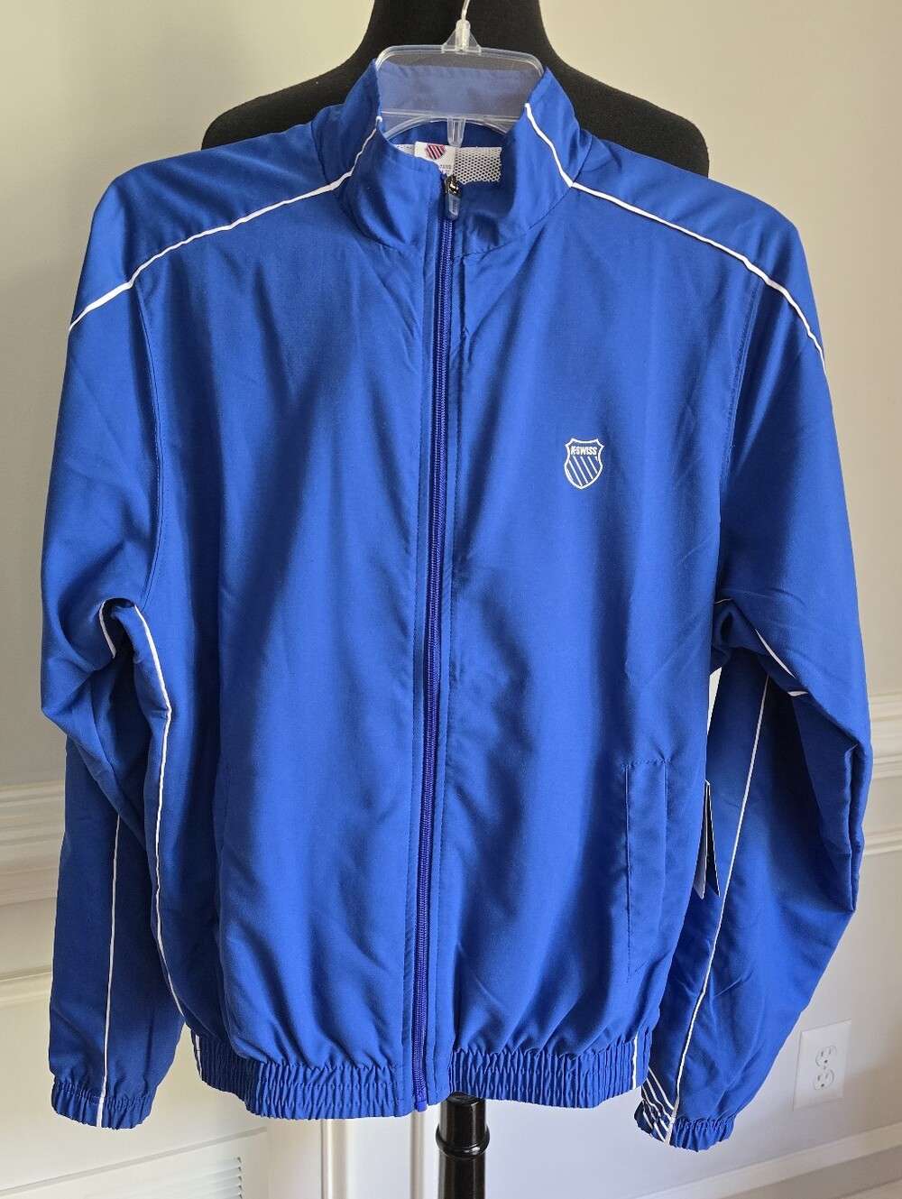 NWT K-Swiss Men's Royal Blue Track Jacket with White Piping XS